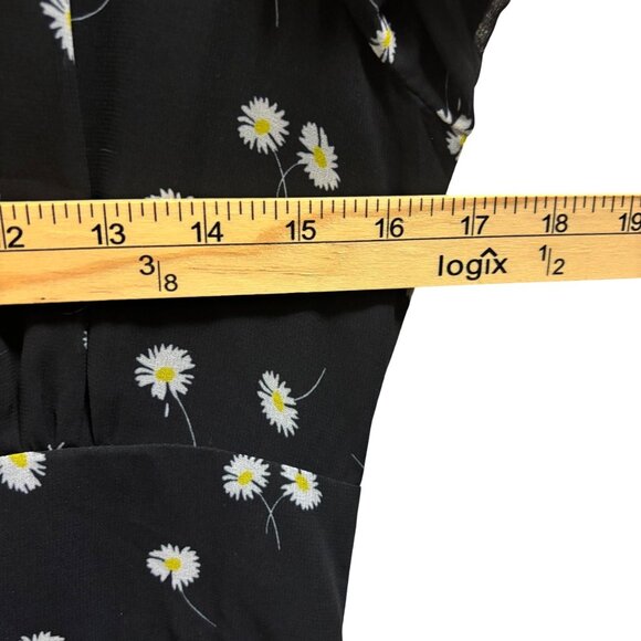 Alexia Admor Floral Black Midi Dress With Puff Sleeves Size 6 - Picture 6 of 8